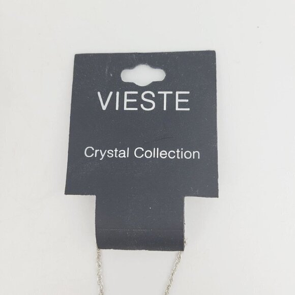 Vieste Crystal Collection Silver Necklace Pave Crystal Bead 19" NEW Delicate - Picture 2 of 5